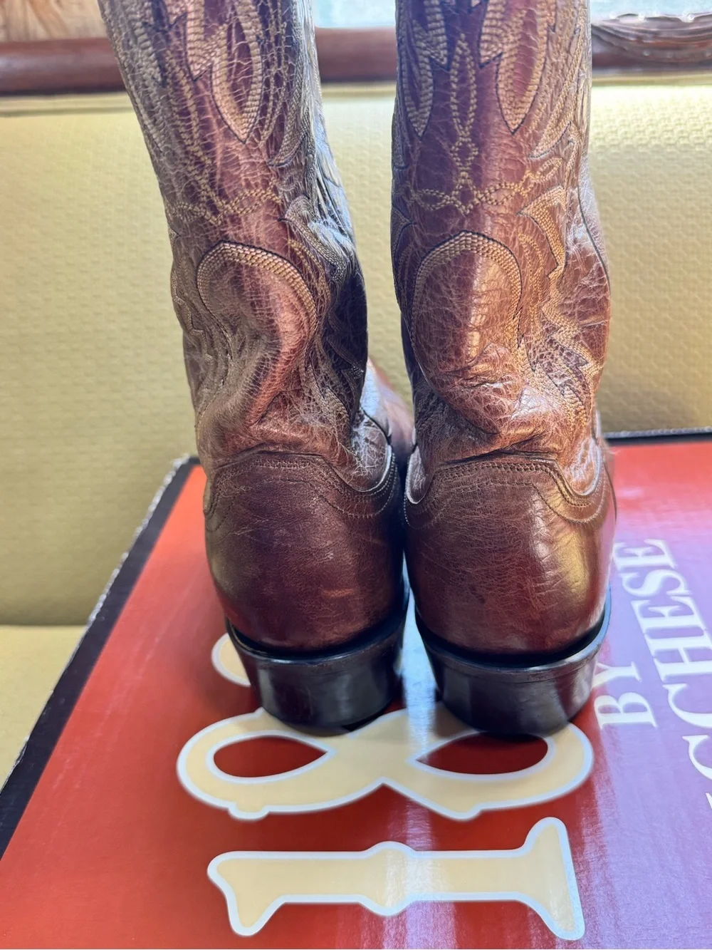 Lucchese Brown Leather Western Cowboy Boots - Picture 6 of 10